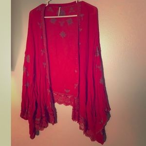 Free People Red Cardigan